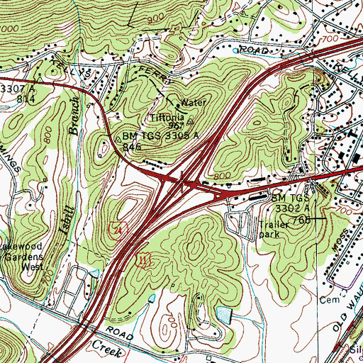 Topographic Map of Interchange 174, TN