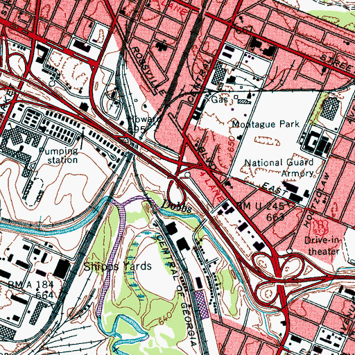 Topographic Map of Interchange 180A, TN