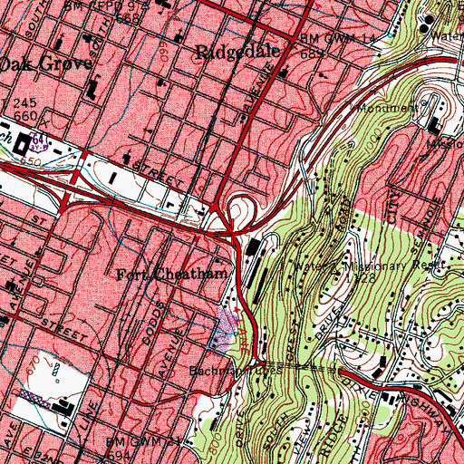 Topographic Map of Interchange 181A, TN