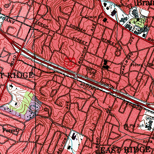 Topographic Map of Interchange 183A, TN
