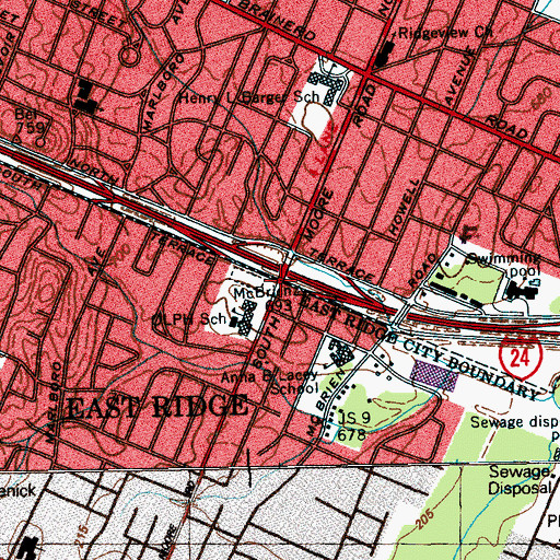 Topographic Map of Interchange 184, TN