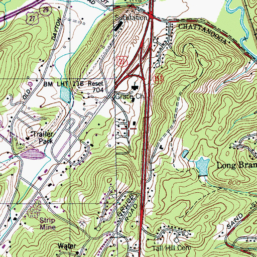 Topographic Map of Ivanwood Acres, TN