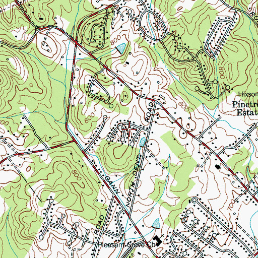 Topographic Map of Jeffery Acres, TN