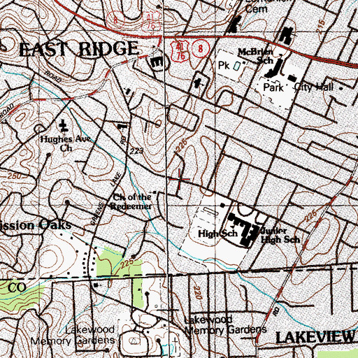 Topographic Map of Mana Estates, TN