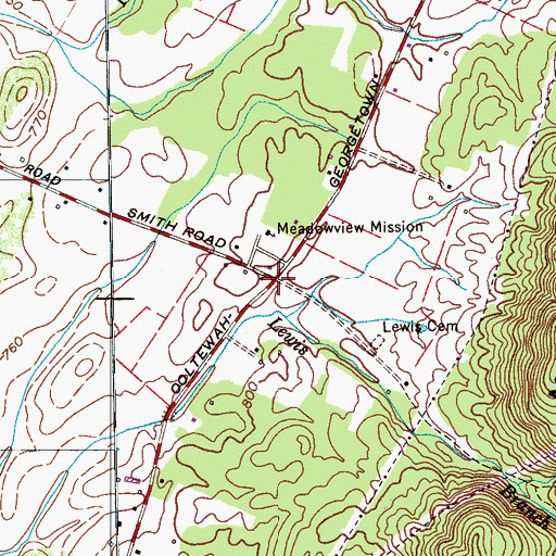 Topographic Map of Meadowview, TN