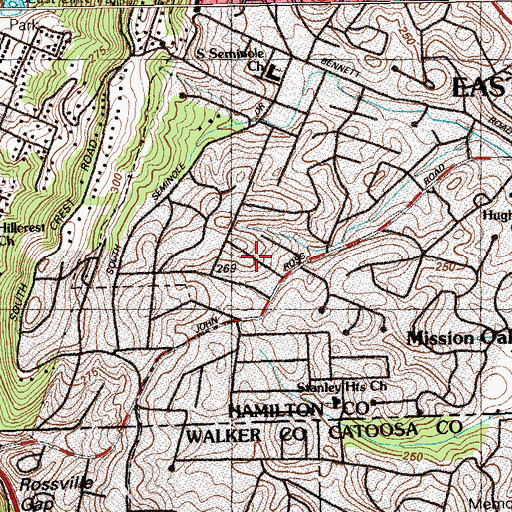 Topographic Map of Milbro Heights, TN