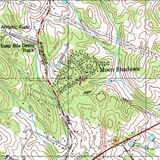 Topographic Map of Moon Shadows, TN