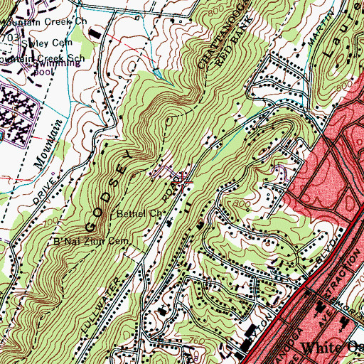 Topographic Map of Mountain Ridge, TN