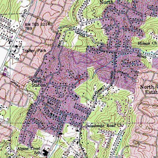 Topographic Map of Mountainwood, TN