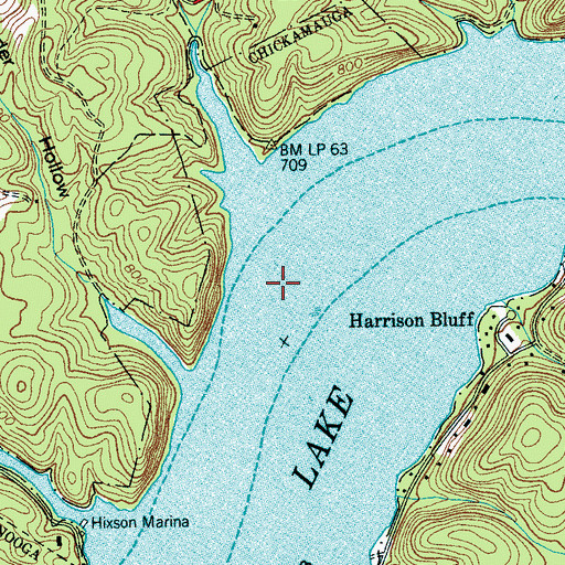 Topographic Map of Nelsons Ferry (historical), TN