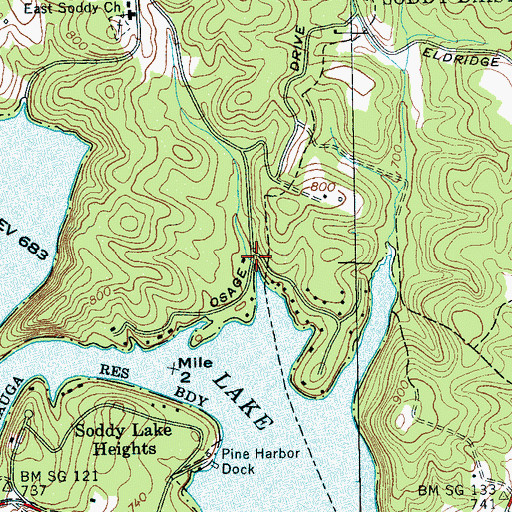Topographic Map of North Soddy, TN