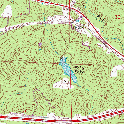 Topographic Map of Echo Lake Dam, AL