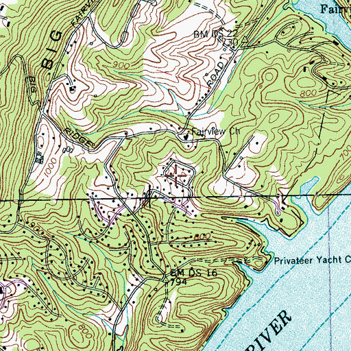 Topographic Map of Northshore Hills, TN