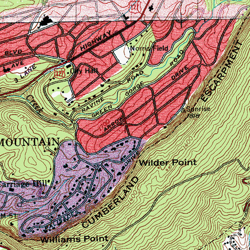 Topographic Map of Palisades, TN