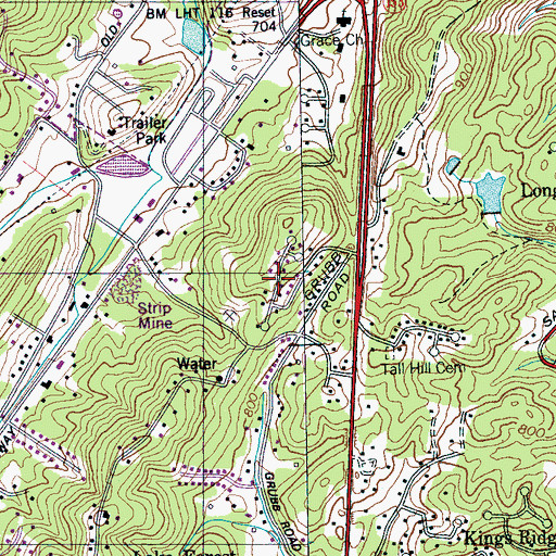 Topographic Map of Pine Hill, TN