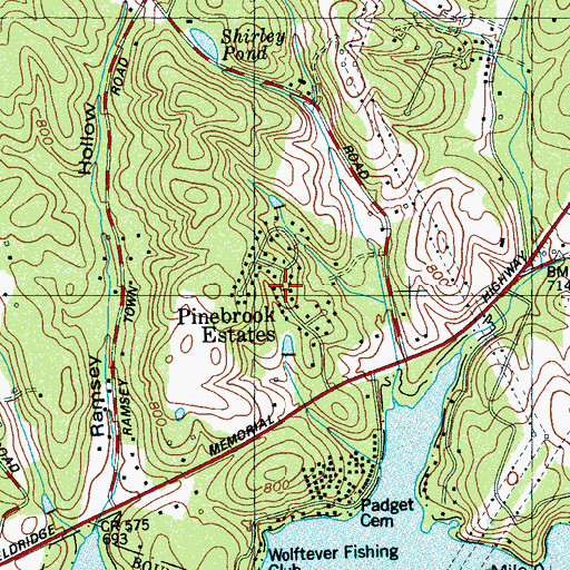 Topographic Map of Pinebrook Estates, TN