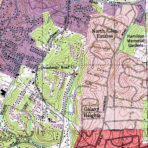Topographic Map of Plaza Hills, TN