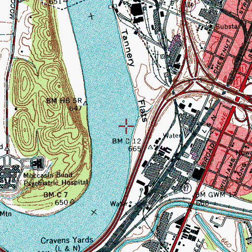 Topographic Map of Ross Towhead, TN