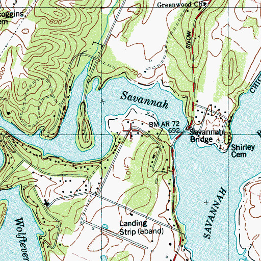 Topographic Map of Savannah Hills, TN