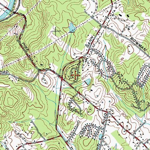 Topographic Map of Shelton Estates, TN