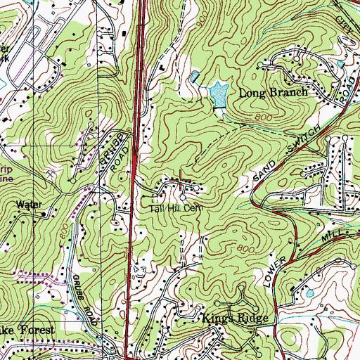 Topographic Map of Stoneridge, TN