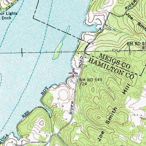 Topographic Map of Tom Roark Slough, TN