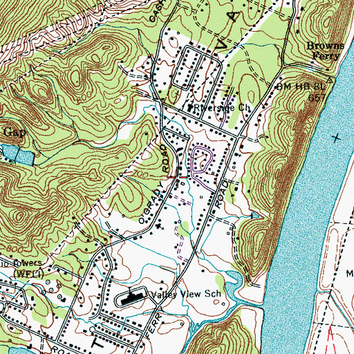 Topographic Map of Valley Village, TN