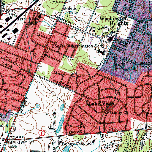 Topographic Map of Vista Hills, TN