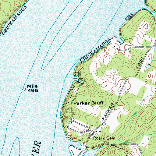 Topographic Map of Waddell Slough, TN