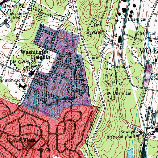 Topographic Map of Washington Hills, TN
