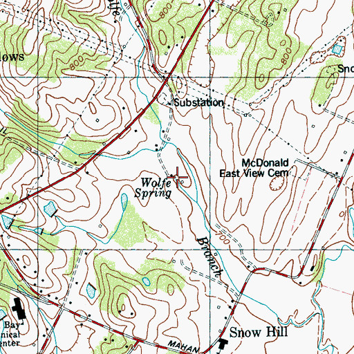 Topographic Map of Wolfe Spring, TN