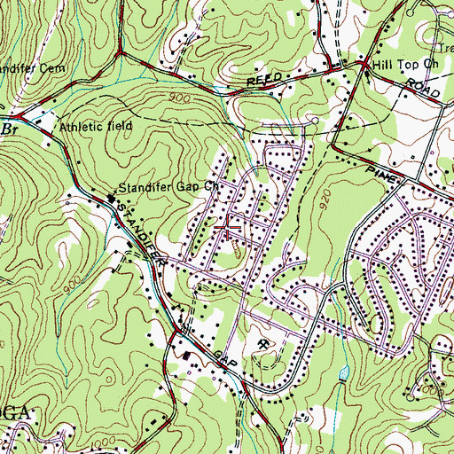 Topographic Map of Yorktown Woods, TN