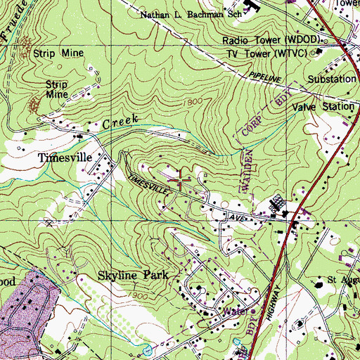 Topographic Map of Rustic Villa, TN