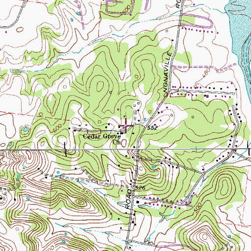 Topographic Map of Cedar Grove, TN