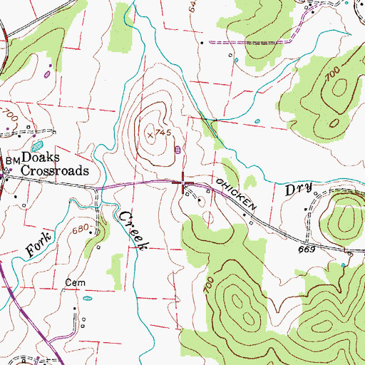Topographic Map of Center Hill (historical), TN
