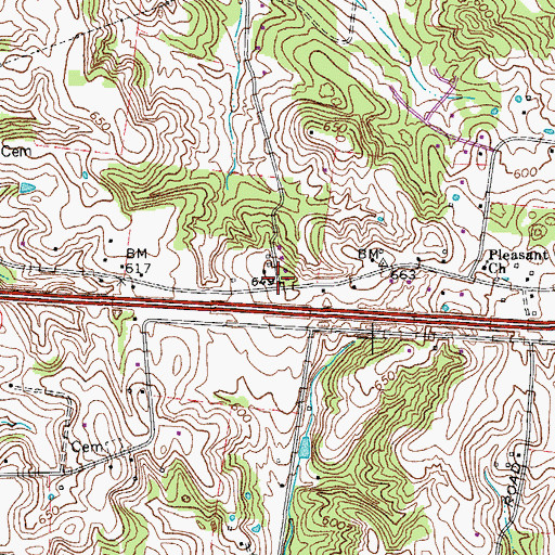 Topographic Map of Centralville (historical), TN