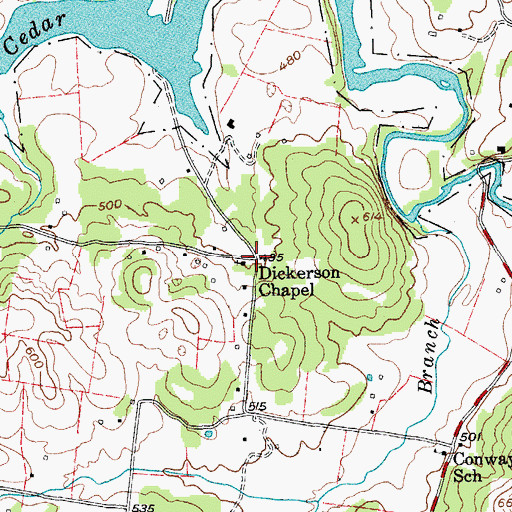 Topographic Map of Dixon (historical), TN