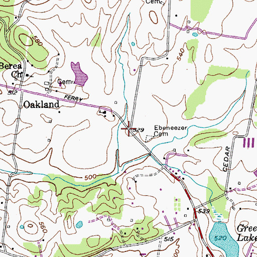 Topographic Map of Ebaneezer (historical), TN