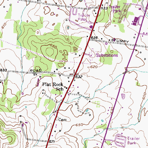 Topographic Map of Flat Rock, TN