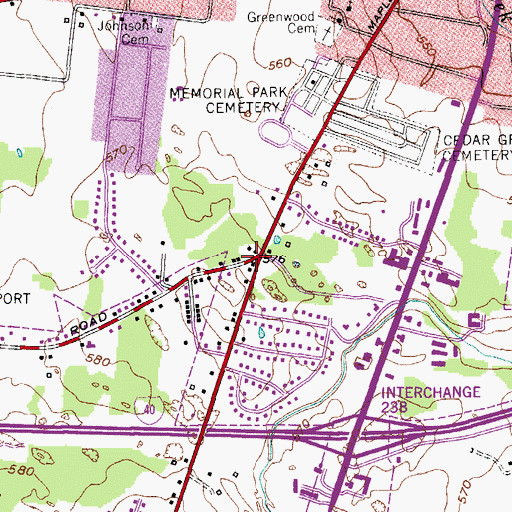 Topographic Map of Forktown, TN