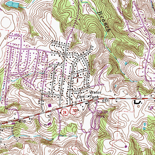 Topographic Map of Highland Heights, TN