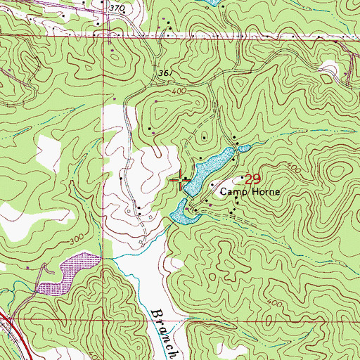 Topographic Map of Camp Horne Lake Dam, AL