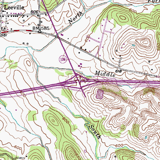 Topographic Map of Interchange 232, TN