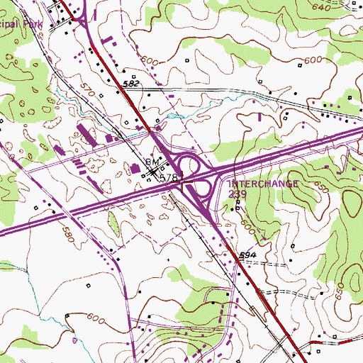 Topographic Map of Interchange 239, TN