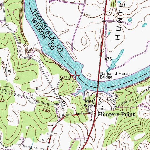Topographic Map of Kings Eddy Bar, TN
