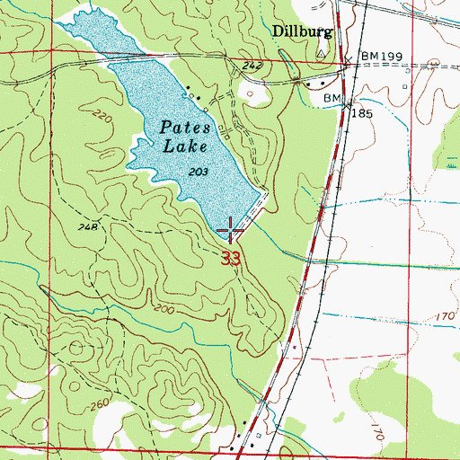 Topographic Map of Hugh Pate Dam, AL