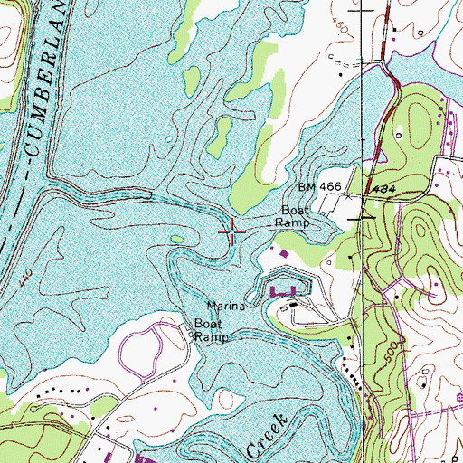 Topographic Map of Lone Branch, TN