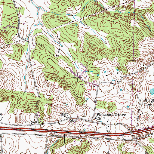 Topographic Map of Lynn Christie, TN