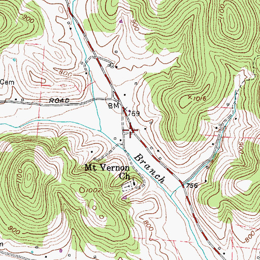Topographic Map of Mount Vernon, TN