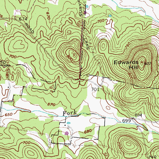 Topographic Map of Oak Point (historical), TN